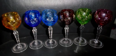 SET OF 6 VINTAGE NACHTMANN BLEIKRISTALL CUT TO CLEAR WINE/CORDIAL GLASSES - Image 1 of 2