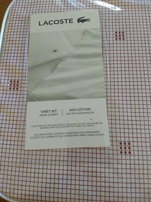 Juego de sábanas LACOSTE Advantage cuadrados con rejilla rojo algodón REINA percal 4 piezas NUEVO S51 Foto 1 de 4