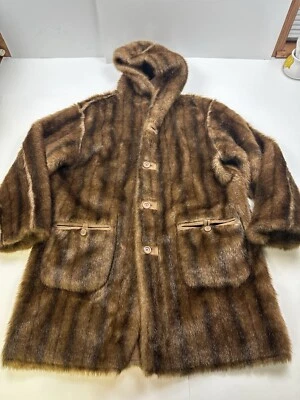 Jones New York women's Coat Reversible faux fur hooded brown size Large - Image 1 of 4