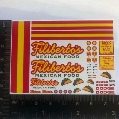 Calcomanía transparente de tobogán acuático 1:64 para 66 Dodge A100 Van Filiberto's Mexican Food  Foto 1 de 4