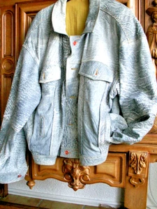 Herren Echtlederjacke Gr. 52, blau, Jeansstyl - Bild 1 von 3