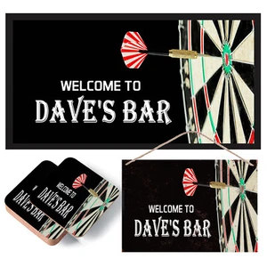 Personalisierte Dartbar - Matte, Untersetzer & Schild - Bier, Kneipe, Geschenk, Geburtstag - Bild 1 von 7