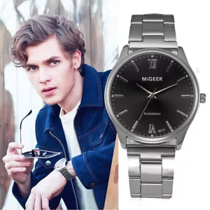 Fashion Men's Crystal Stainless Steel Band Watches Analog Quartz Wristwatch - Picture 1 of 16