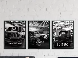 Luxury car posters fashion prints grey black monochrome home decor A2 A3 A4 8x10 - Picture 1 of 6