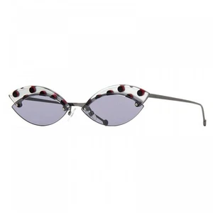 Fendi Women Cateye Sunglasses Silver Polka Dot Frame Lilac Lenses FF 0370/S 789 - Picture 1 of 1