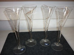 Leonardo vier  Sektflöten Sektglas Champagner  Goldspirale - Bild 1 von 3