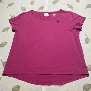 T-shirt donna manica corta girocollo logo Puma rosa top casual.          W - Foto 1 di 9