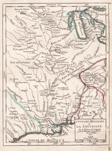 Mississippi River Louisiana Florida America mapa mapa mapa Robert de Vaugondy 1749 - Imagen 1 de 1