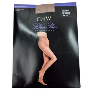 GNW Seiden transparente Strumpfhose transparent Sandeltoe Größe Medium hellbeige verstärkt - Bild 1 von 3