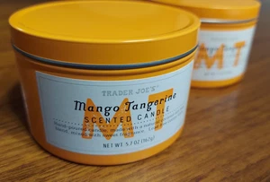2 PACK OF TRADER JOE'S MANGO & TANGERINE SCENTED CANDLES LIMITED 5.7 OZ - Picture 1 of 5