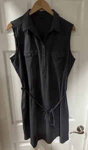 Eddie Bauer Gray Sleeveless V-Neck Tie Waist Shirt Dress Size XL Poly/Spandex - Picture 1 of 15