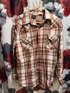 Camisa de hombre vintage llana Western Wear a cuadros con botones a presión talla grande - Imagen 1 de 4