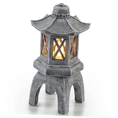  Solar-Powered Pagoda Garden Statues - Japanese Zen Lantern Zen Garden Pagoda - Image 1 of 4