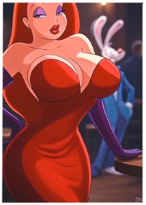 SEXY JESSICA RABBIT * Custom ACEO * Fun Novelty * CARTOON DIVA * Art Card * ATC - Picture 1 of 2