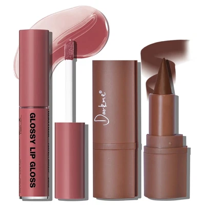 Lip Liner Gloss Set, Dark Brown Plumping Lip Liner Lip Pencil Moisturizing Light - Image 1 of 4