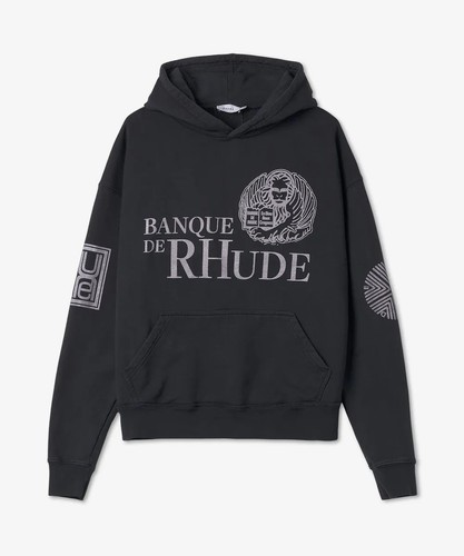 Felpa con cappuccio uomo RHUDE Banque De Rhude vintage nera taglia XL