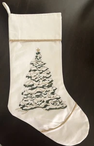 C&F Home bestickter Christbaumstrumpf creme grün gold - Bild 1 von 6