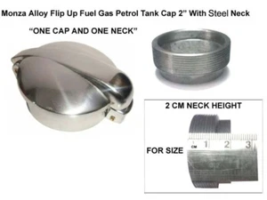 2 INCH MONZA FLIP UP ALLOY PETROL FUEL FILLER CAP AND STEEL NECK # - Foto 1 di 7