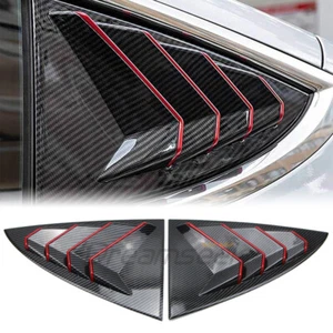 Rear Window Louver Cover Shutter For Tesla Model 3 2017+ Carbon Fiber Style Red - Picture 1 of 11