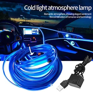 NEW 5M Auto LED Ambientebeleuchtung Innenraumbeleuchtung Lichtleiste USB-Kabel - Photo 1/14
