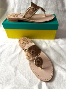 NEW in Box Jack Rogers Napa Valley Cork/Gold Leather Flat Sandals 9.5M - Picture 1 of 7