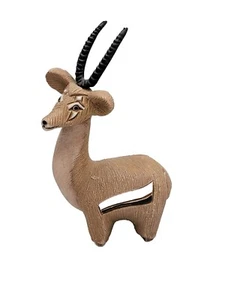 Statuina Artesania Rinconada Ibex Gazzella Antilope firmata fatta a mano intagliata - Foto 1 di 8
