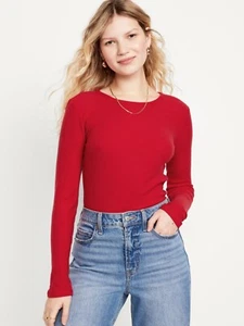 Old Navy Women’s Plush Rib-Knit Long-Sleeve Crew-Neck T-Shirt Size Small $20 - Picture 1 of 3