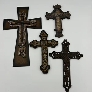 4 croci da appendere varie misure/materiali decorazione parete rustico western metallo pesante - Foto 1 di 10