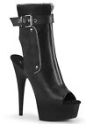Pleaser Delight-1035 6" Heel 1 3/4" Platform Open Toe/Heel Ankle Boot, Front Zip
