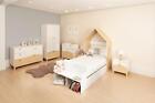 3FT BED FRAME SET WARDROBE BEDSIDE TABLE CHEST OF DRAWER STORAGE CODY WHITE/PINE