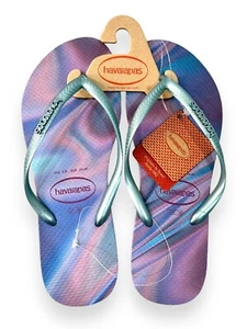 Havaianas Slim Iridescent Flip Flops Sandals Quiet Lilac Purple Women's 7/8 - Picture 1 of 8
