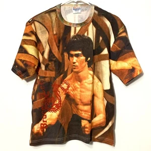 NEW Bruce Lee T Shirt M Enter The Dragon IB Ice Blue Tattoo All Over Full Print - Picture 1 of 9
