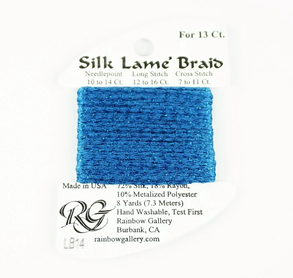 SILK LAME Braid #LB14 "Blue" 13mesh Needlepoint Stitching Thread Rainbow Gallery - Image 1 of 1