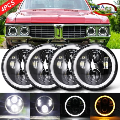 4pc 5.75" LED Headlights H5001 H5006 High Low Halo DRL for Buick Electra Wildcat - Image 1 of 4