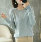 Loose Fit Pullover Solid Wool Crew Neck Womens Knitted Cashmere Sweater Jumpers