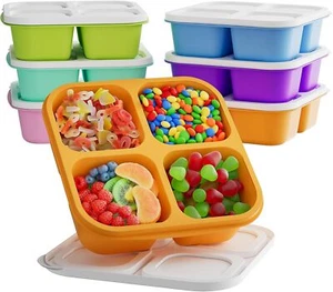 Snack Containers, Reusable 4 Compartment Food Storage Container with Lids - Picture 1 of 7