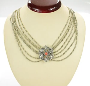 Vintage Kropf Pois Collier pour Femme, 835er Argent, Coraux Perle, Floral, L: - Photo 1 sur 4