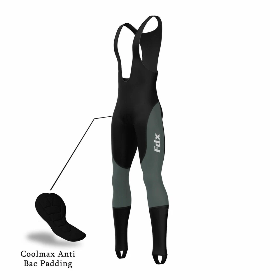 FDX Mens Cycling Bib Tights Winter Thermal Padded Long Leggings Cycling Trouser  - Image 1 of 1