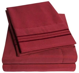 1500 Supreme Collection Extra Soft Full Sheet Set, Burgundy- Luxury Deep Pockets - Bild 1 von 2