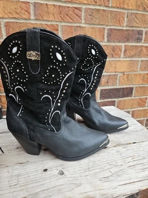 Botas de Vaquero Dingo Ava DI 587 Negro Gamuza Cuero Tachuelas Bordadas Para Mujer talla 8M Foto 1 de 4