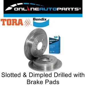 Rear Disc Rotors Drilled+Slotted Bendix Brake Pads for Falcon AU 98-4/00 Series1 - Picture 1 of 3