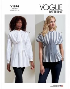 Vogue V1874 Misses Flared Tucked Top 6-14 Uncut Sewing Pattern 1874 - Picture 1 of 2