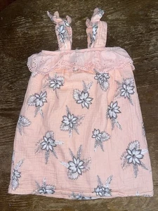 Jessica Simpson Toddler Girl Sleeveless Peach Floral Sundress Sz 4T - Picture 1 of 5