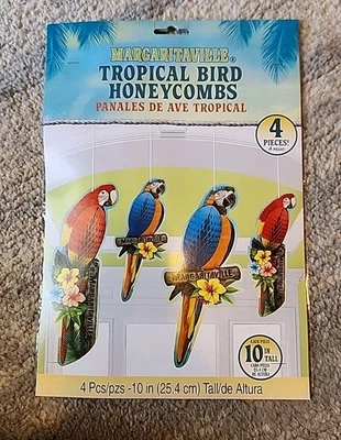 Hard To Find Margaritaville Tropical Bird Honeycombs 4 Pcs Party Decorations - Image 1 of 4