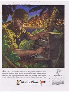 1944 WWII Infantry Portable Switchboard Western Electric Paul Rabut Art Print Ad - Picture 1 of 1