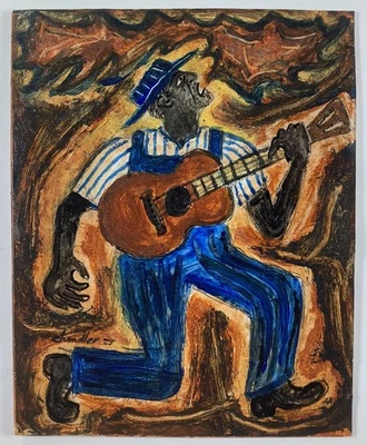 Pintura popular original de Georgia Red Mud Chandler “Fire Breather Blues” listada Foto 1 de 4