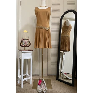 Vintage 1960’s Shimmery Metallic Gold MOD/Cocktail Original Jr. Them NY Dress - Picture 1 of 18