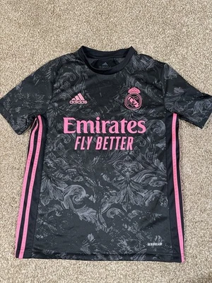 Camiseta Adidas Real Madrid 2020/2021 Tercera Equipación Juvenil Grande (13-14) Negra Rosa Rara Foto 1 de 4