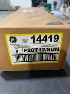 6 Pack GE 14419, F20T12/ SUN Fluorescent Lamp 24” brillo solar 20 New/OB - Picture 1 of 3