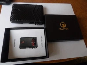 ZALVEX Wallet - Mens Minimalist Slim Compact Black Leather - Picture 1 of 2